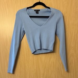 Sincerely Jules | Women’s Sky Blue Ribbed Crop Top | Size Large